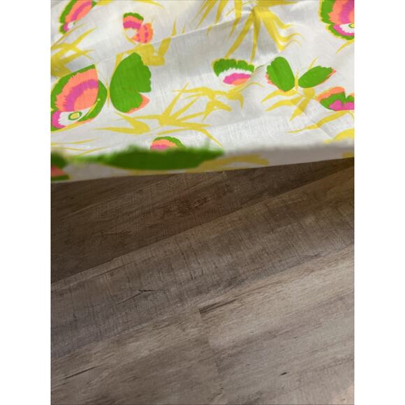 Vtg‎ Fabric Retro Mod Butterfly Neon Yellow Pink Green 45"x 54" Vibrant Bright - Picture 3 of 4